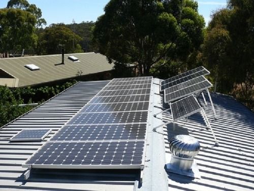 Blue Rooftop Of On-Grid And Off-Grid Solar Panel