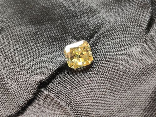 Yellow Color 3.65 Carat, 9.01mm Excellent Cut Cushion Cut Moissanite Diamond