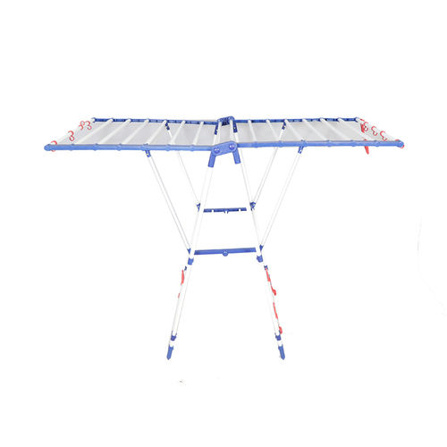 Coated Steel White and Blue Foldable Butterfly Cloth Drying Stand