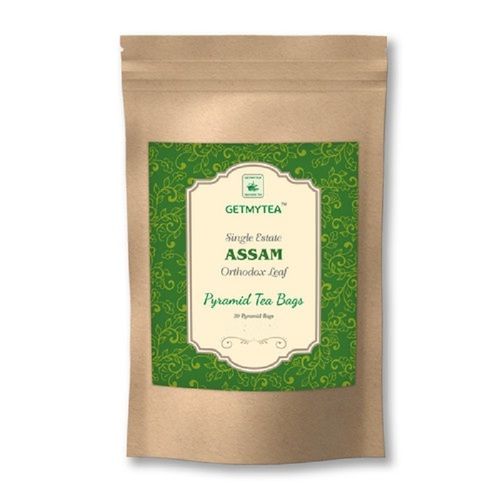 Getmytea Assam Orthodox Single Estate Black Loose Leaf Pyramid Tea Bags (Set Of 20 Bags X 2g Each)