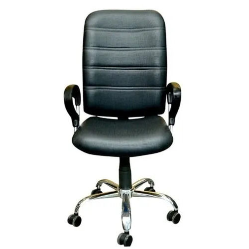 Leather Rotatable Office Chair - Color: Black