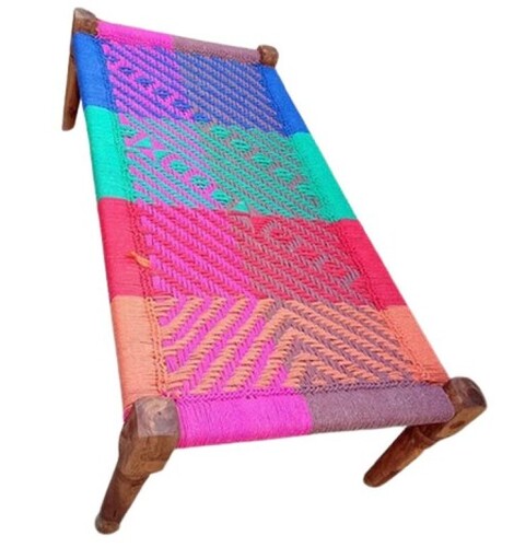 Comfortable Multicolor Traditional Wooden Charpai - Color: Brown