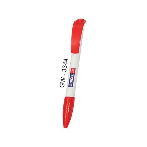 Red+White Promotional Printed Plastic Black Writing Pen