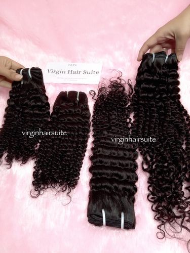 Black Indian Curly Remy Hair Weft