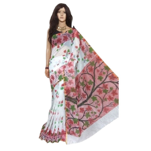Cotton Silk Screen Print Saree - Color: Multi-Color