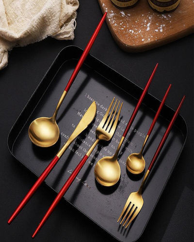 Jivex Red And Golden Cutlery Set