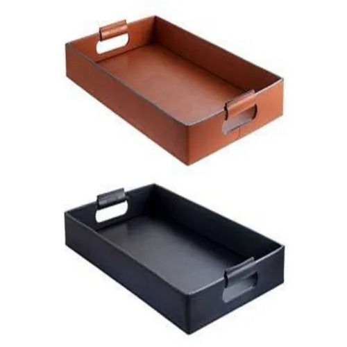 Rex Navy And Brown Leather Office Tray