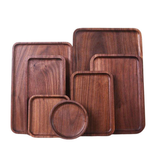 Wooden Dark Brown Color Serving Trays  Design: Standard