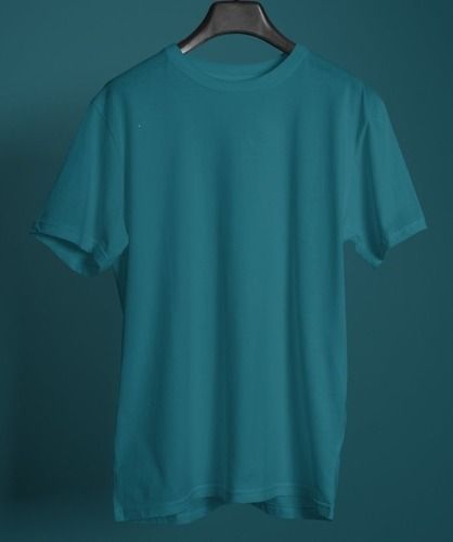 Teal Blue Crew Neck Half Sleeves T-Shirts Age Group: 18-60