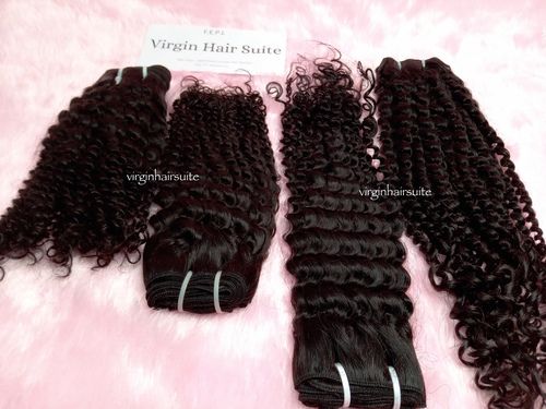 Indian Natural Black Curly Remy Hair Weft