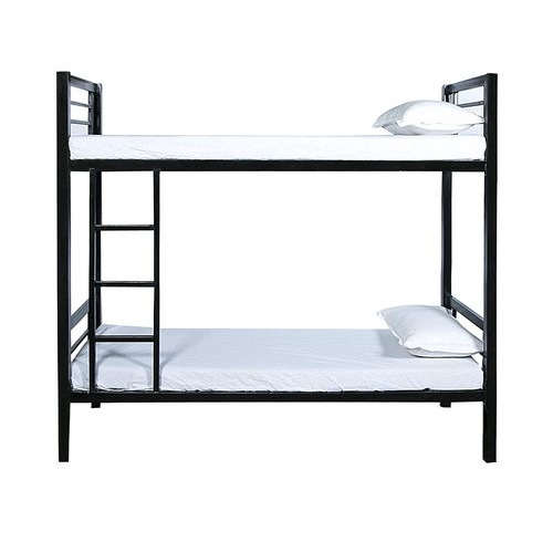 Double Bunk Bed - Iron, 6x3x5 Foot Dimensions, Polished Black Finish | Contemporary Style, 1 Year Warranty, Requires Assembly