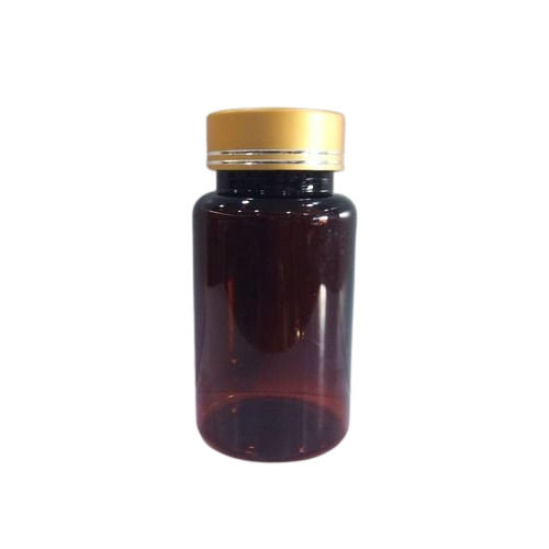 Black 100Cc Amber Pet Jar With Metaic Golden Cap