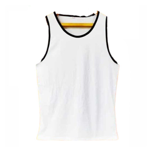 Mens Plain White Polyester Sando - Size: All