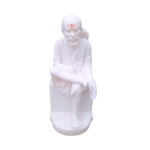 Marble Sai Baba Statue - 1.5 Feet, Handmade Plain Design | Elegant Look, Highly Durable, Easy To Clean