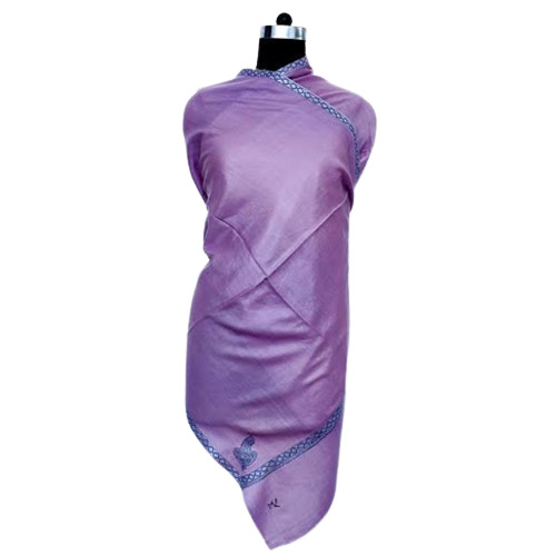 Violet Color Pashmina Border Stole - Fabric Type: Silk