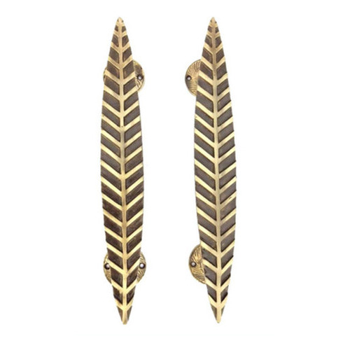 मल्टीकलर लीफ डिज़ाइन होम ब्रास डोर हैंडल