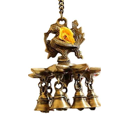 Antique Brass Hanging Diya - Color: Brown