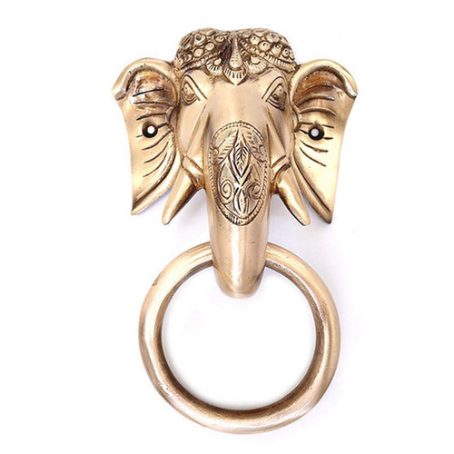 Brass Elephant Face Door Knocker - Application: Home