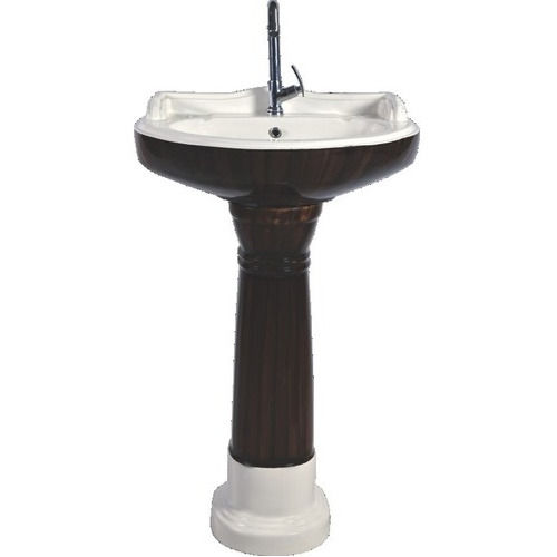 Chocolate White Wash Basin Pedestal Premium Set