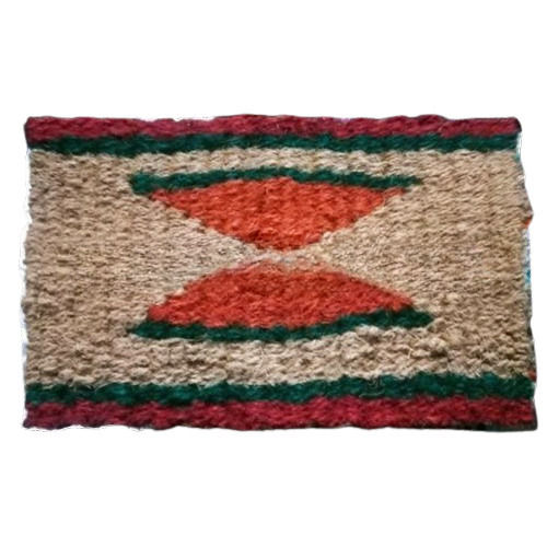 Hand Woven Multicolour Rectangular Shape Coir Dutch Mat For Door