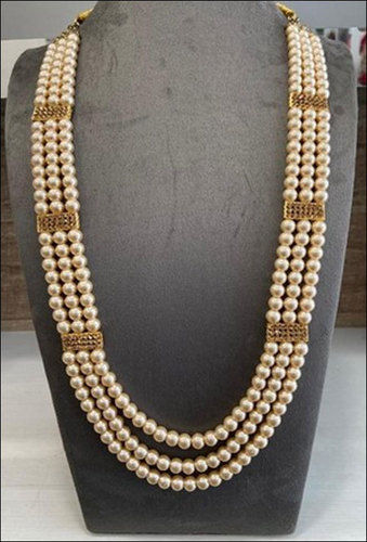 Mens Golden Plastic Beads Sherwani Necklace