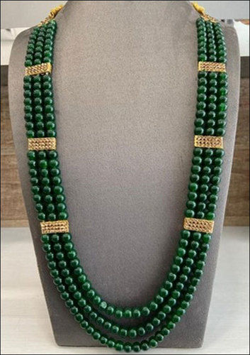 Party Mens Green Plastic Beads Sherwani Necklace