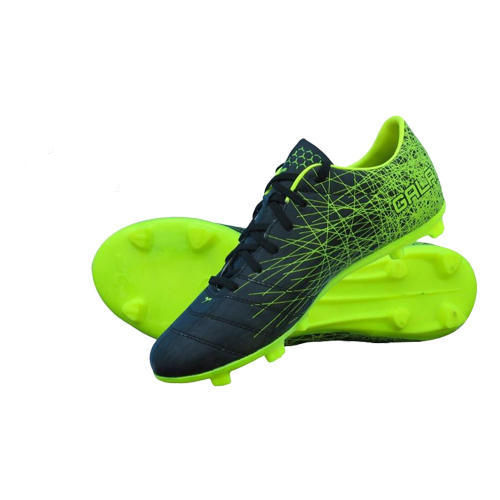 Black And Green Lace Up Full Supportable Light Weight Good Grip Durable Soles Mens Pu And Mesh Soccer Shoes