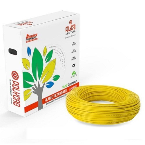 1100 V 90M 24 A 0.5Sqmm Single Core Copper Fr Polycab Wires - Color: Yellow