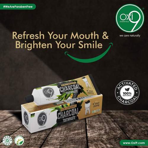 100% Natural 9 in 1 Essential Activated Charcoal Toothpaste 75g