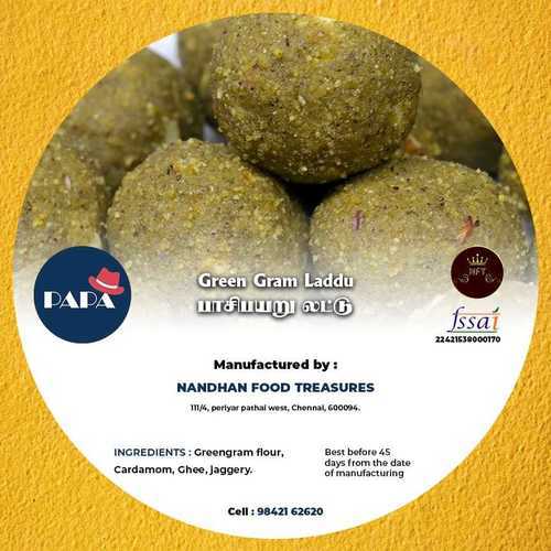 45 Days Shelf Life Green Gram Moong Laddu 500gm for Gift and Traditional