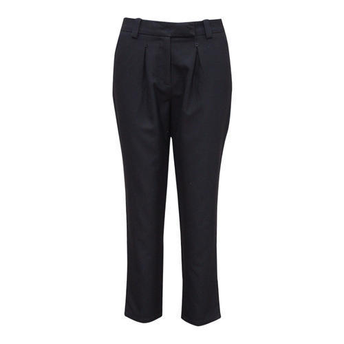 Black Cotton Lycra Plain Womens Ladies Girls Casual Formal Trouser Pants  Size 28 to 40
