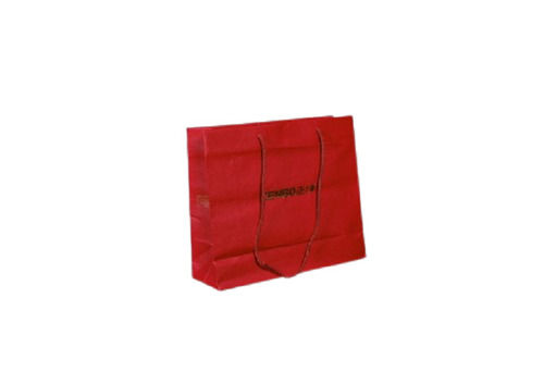 Easy To Carry Plain Red Rectangular Shopping Bags With Rope Handles