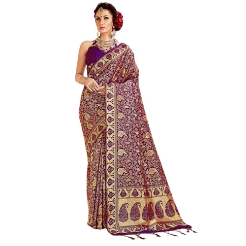 Woven Bhelpuri Banarasi Art Silk Saree - Color: Purple