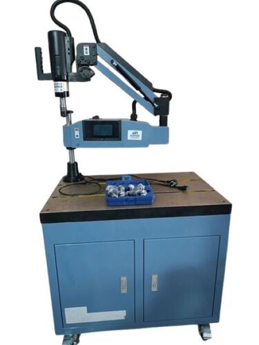 Heavy Duty Hydraulic Metal Tapping Machine - M3-M60 Capacity 10 HP Motor 200 Kg/cmÂ² Pressure Beige & Red Color Scheme Semi-Automatic Operation Mass Production Efficiency Tapping Depth Detection