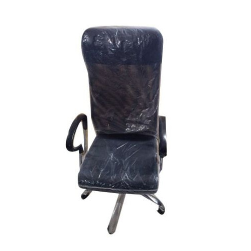 High Back Office Chair - Fabric with Neted Back, Glossy Black Finish, 18" Size, Modern Design