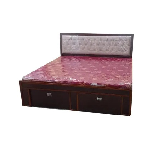 Wooden King Size Bed With Storage - 6x5 Feet, Brown Polished Teak Finish | Modern Indian Style Indoor Furniture With 1 Year Warranty