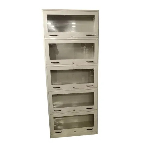 Mild Steel Bookcase - 4x7 Feet Cream Color with Fine Paint Coated Finish | Modern Design for Library Use