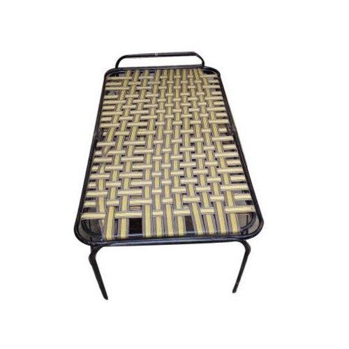 Mild Steel Foldable Bed - 6x4 Feet, Matte Black Color with Eco-Friendly Niwar Fabric | Modern Design, Inflatable, Indian Style