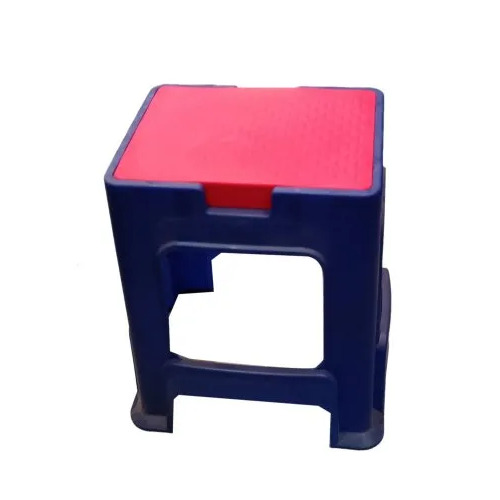 Multicolor Plastic Rectangular Stool - Color: Blue And Pink