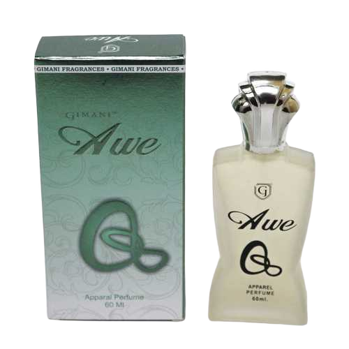 Gimani Awe Apparel Spray Perfume - 60ml Liquid | 12 Hours Lasting Fragrance, Unisex Use, Odor Elimination, Perfect for Freshening Up Fabrics