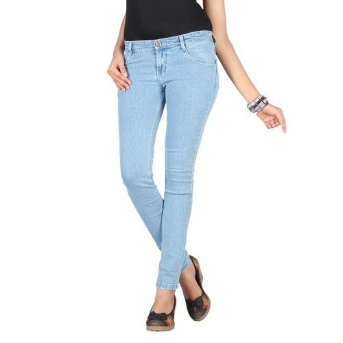 Light Blue Color Slim Fit Stretchable Ankle Length Jeans For Womens Fabric Weight: 25 Grams (G)