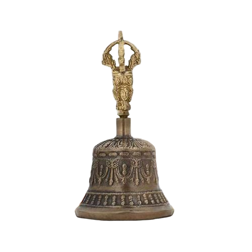 Antique Design Brass Bell For Temple - New Polished Finish Weight 300 To 800 Gram Corrosion Resistant Durable Easy To Clean Water Resistant Round Shape