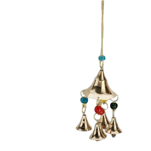Brass Hanging Wind Chime For Outdoor Decoration With 100-200 Gram Weight - Multi Color, Indian Theme, Easy To Clean, Water Resistant, Durable, Washable