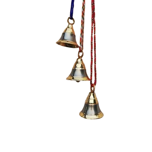Designer Brass Hanging Bell - 300 to 800 Gram, Polished Golden Finish | Corrosion Resistant, Durable, Easy to Clean, Water Resistant, Indian Modern Art Theme