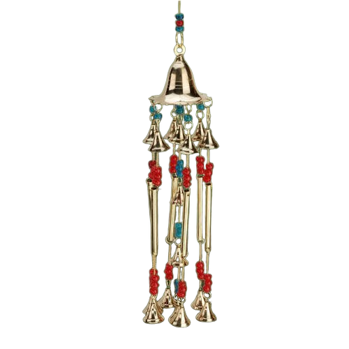 Home Decorative Fancy Hanging Brass Wind Chime With Multi Color Finish - 100-200 Gram Weight, Polished, Corrosion Resistant, Stylish Hinduism Theme