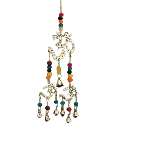 Handmade Brass Wind Chime For Decoration With Om Design - 100-200 Gram Weight, Golden Color | Corrosion Resistant, Durable, Easy to Clean, Washable, Water Resistant, Polished Finishing, Modern Arts Style