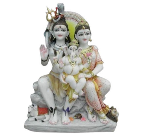 Durable Lord Shiva With Parwati And Ganesha Family Marble Statue