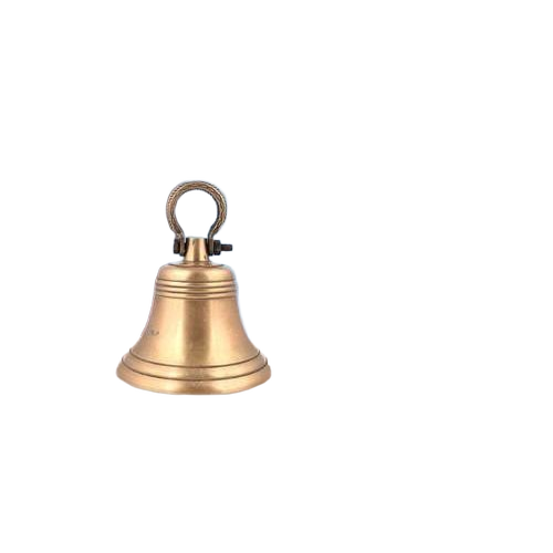 Round Designer Brass Bell For Worship - Material: Brass, Weight: 300 to 800 Gram, Color: Golden | Features: Corrosion Resistant, Durable, Easy to Clean, Water Resistance, Polished Finish
