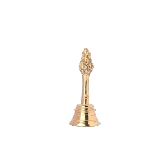 Round Pooja Brass Bell For Temple - Color: Golden