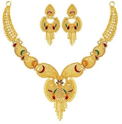 One Gram Gold Forming Choker Necklace Jewellery Set With Earrings